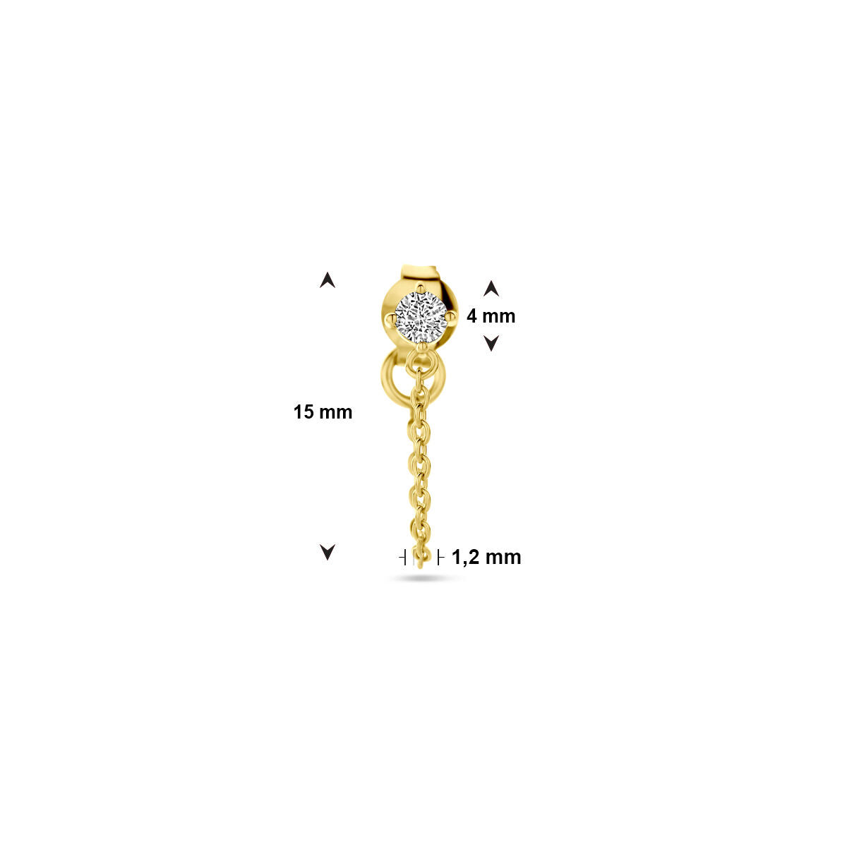 Ohrstecker pro Stück Zirkonia 1 Mikron Silber vergoldet (gelb)