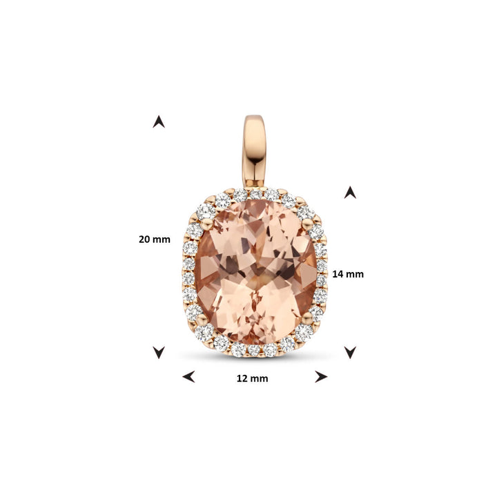 Anhänger Morganit und Diamant 0,25 ct h Si Halo 14 K Roségold