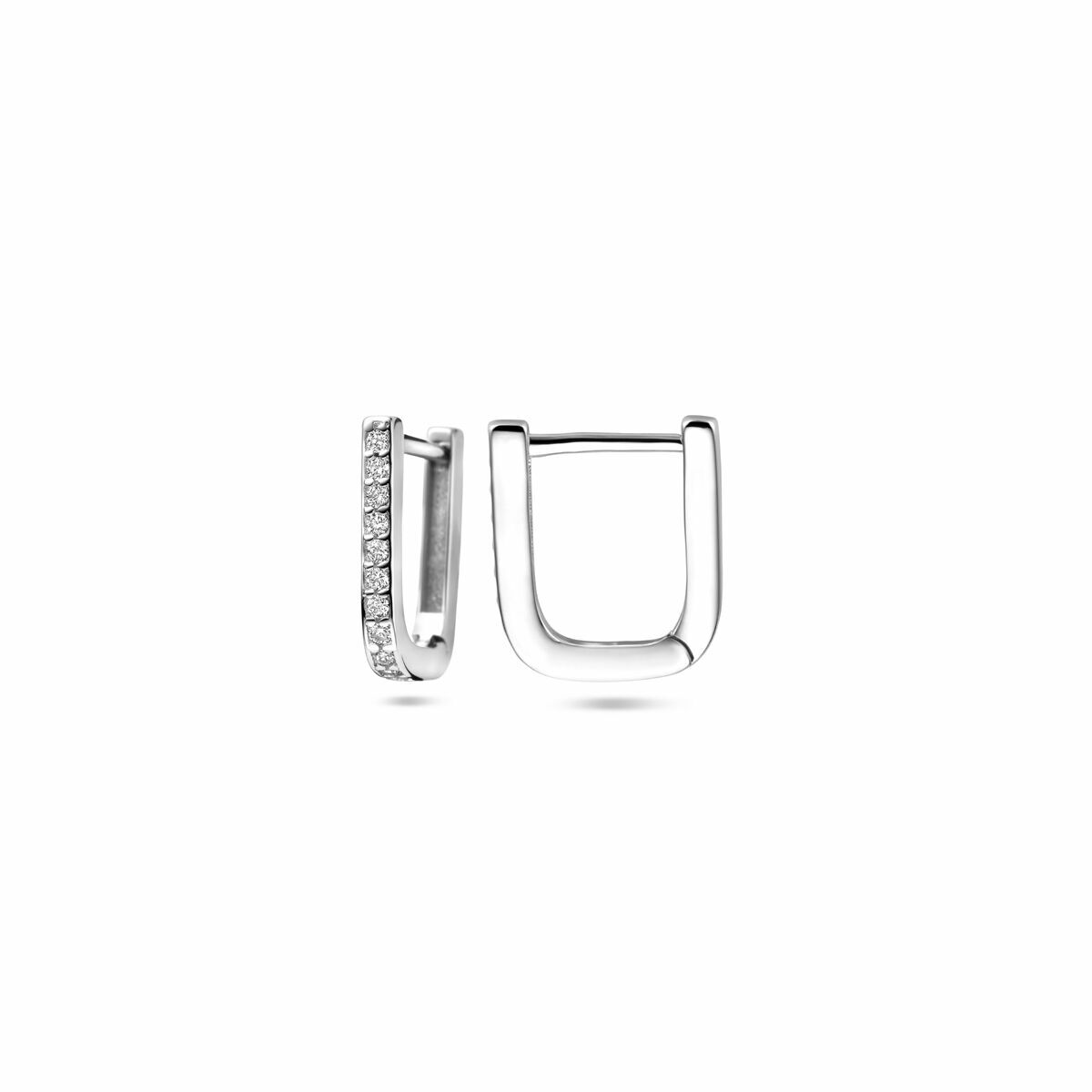 Klappcreolen Zirkonia 12 mm Silber rhodiniert