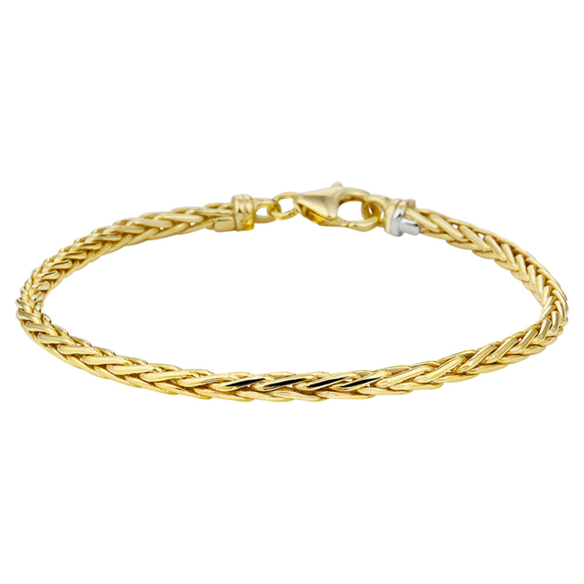 Armband aus 14k Silgold mit silberner Mitte und geflochtenem Vossestaart-Design