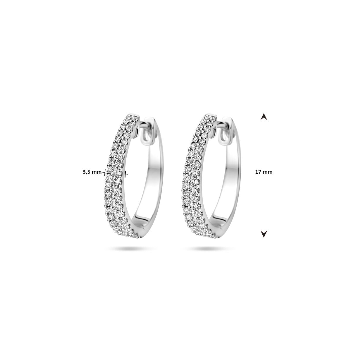 Klappcreolen Diamant H SI 3,5 mm Rohr 14K Weißgold