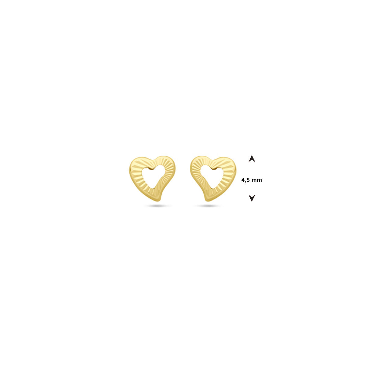 Ohrstecker Herz 4,5 mm 14K Gelbgold