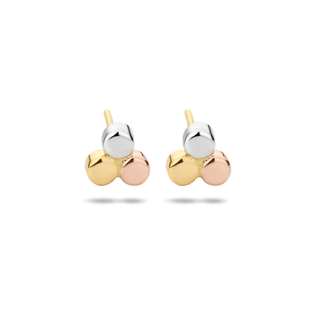 Ohrstecker rund dreifarbig 14K dreifarbiges Gold