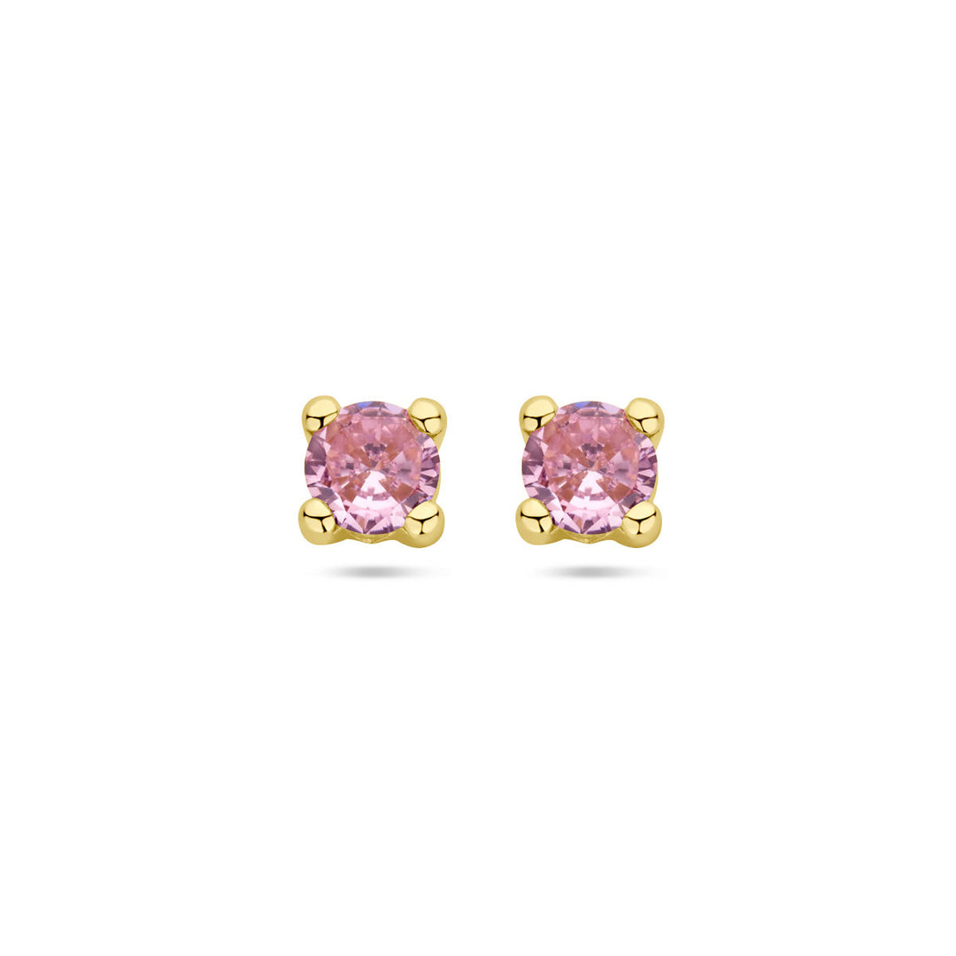 Ohrstecker rosa Zirkonia 14K Gelbgold
