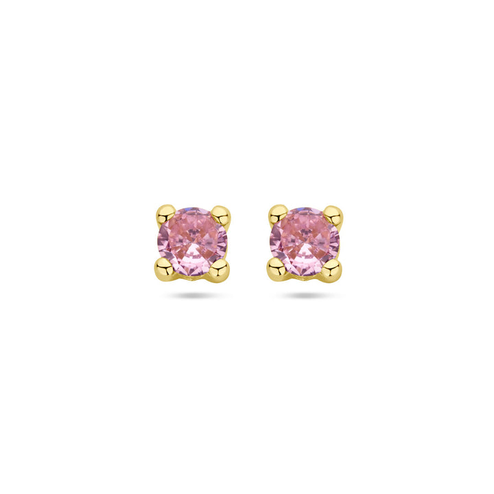 Ohrstecker rosa Zirkonia 14K Gelbgold