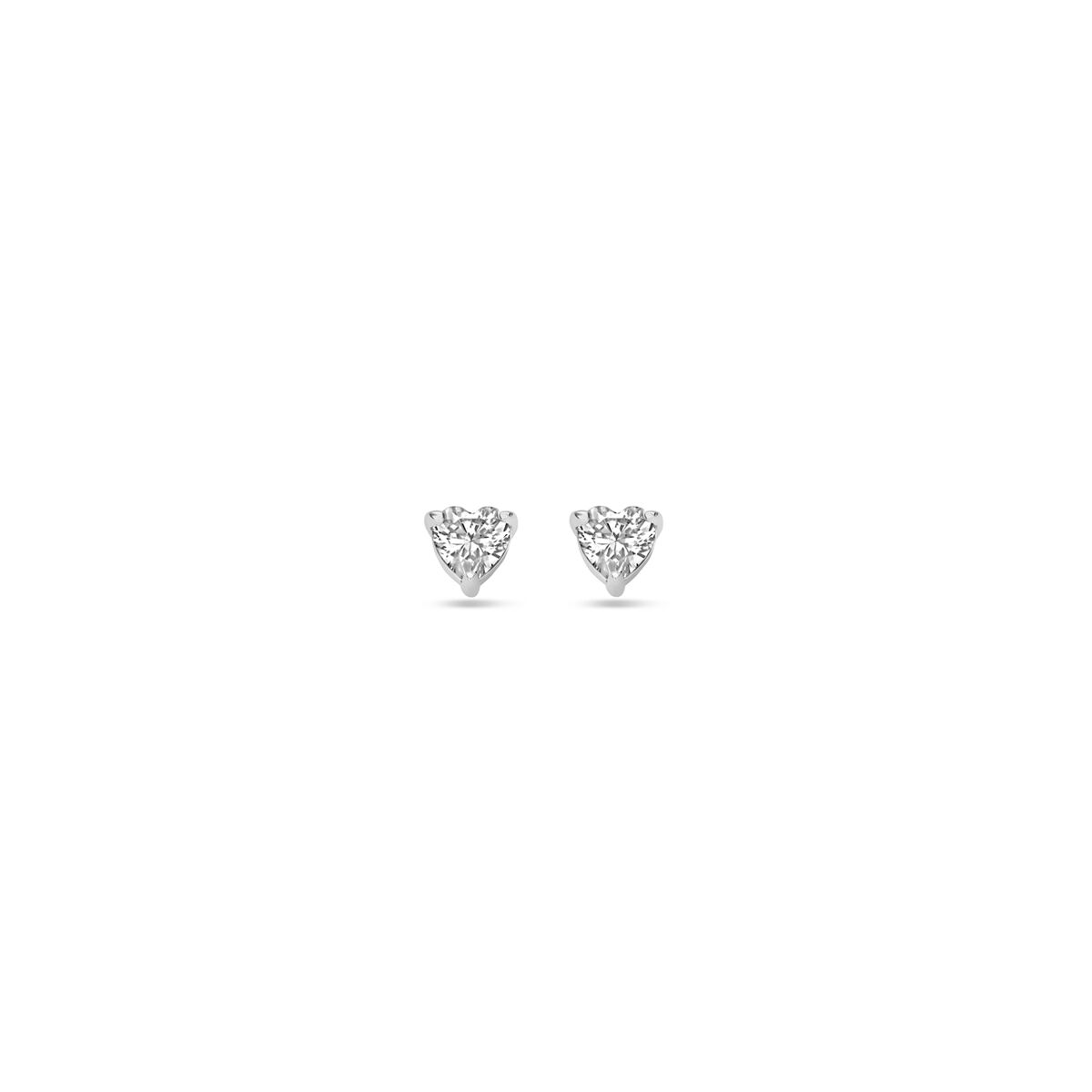 Ohrstecker in Herzform mit Zirkonia, 3,5 mm, aus rhodiniertem Silber