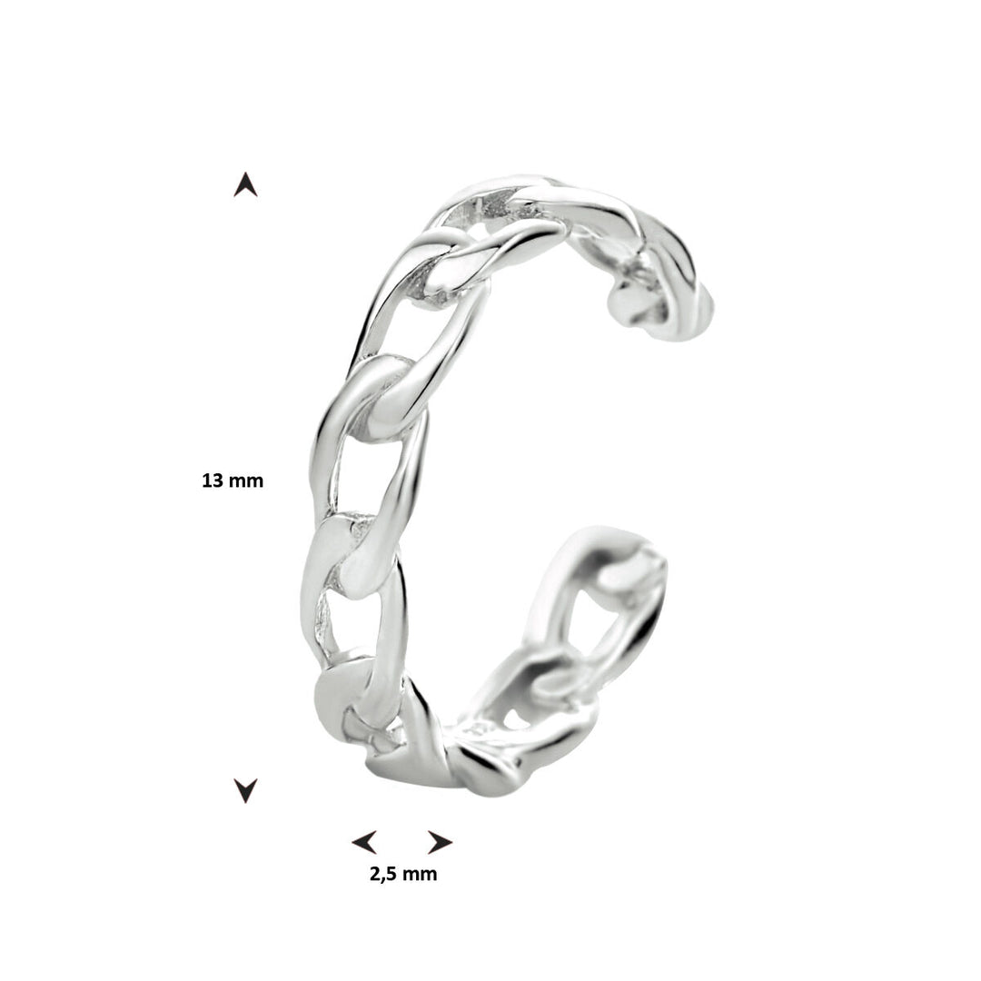 earcuff schakel zilver gerhodineerd