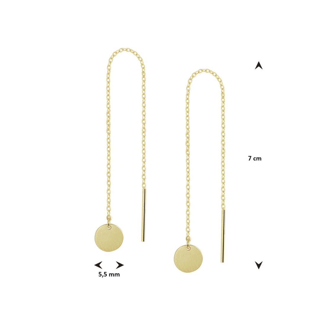 Durchsteckohrringe, rund, 14K Gelbgold