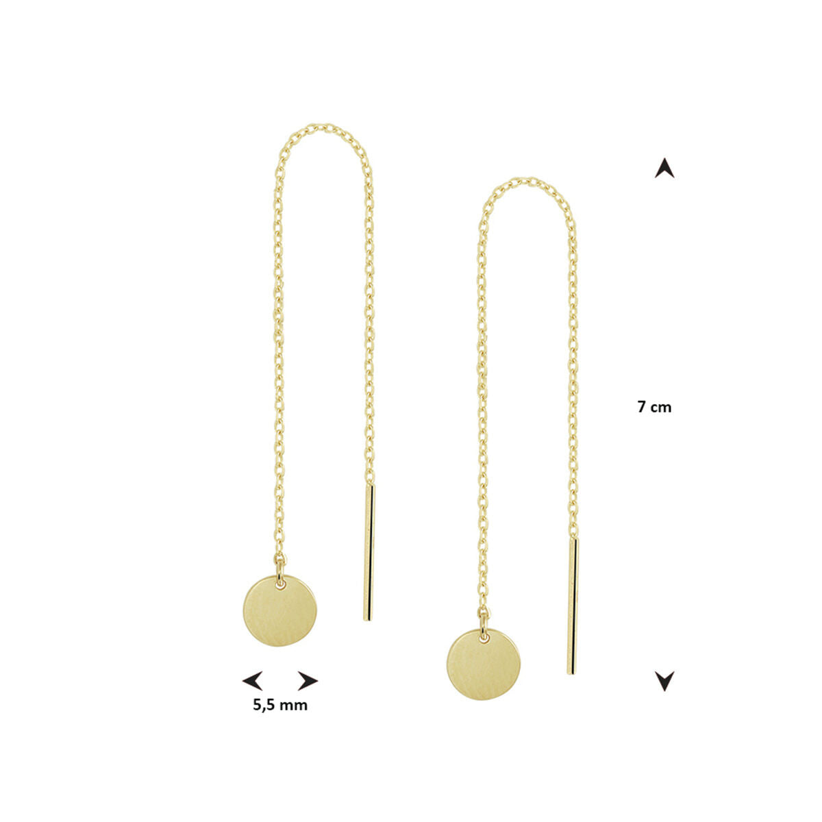 Durchsteckohrringe, rund, 14K Gelbgold