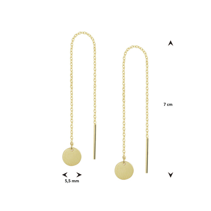 Durchsteckohrringe, rund, 14K Gelbgold
