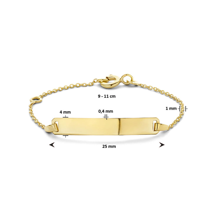 9-Karat-Gravur-Armbandplatte 4,0 mm 9-Karat-Gelbgold gefärbt