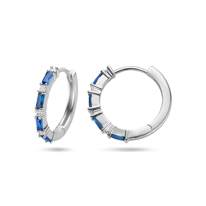 Ohrhänger mit blauem Zirkonia, Silber rhodiniert