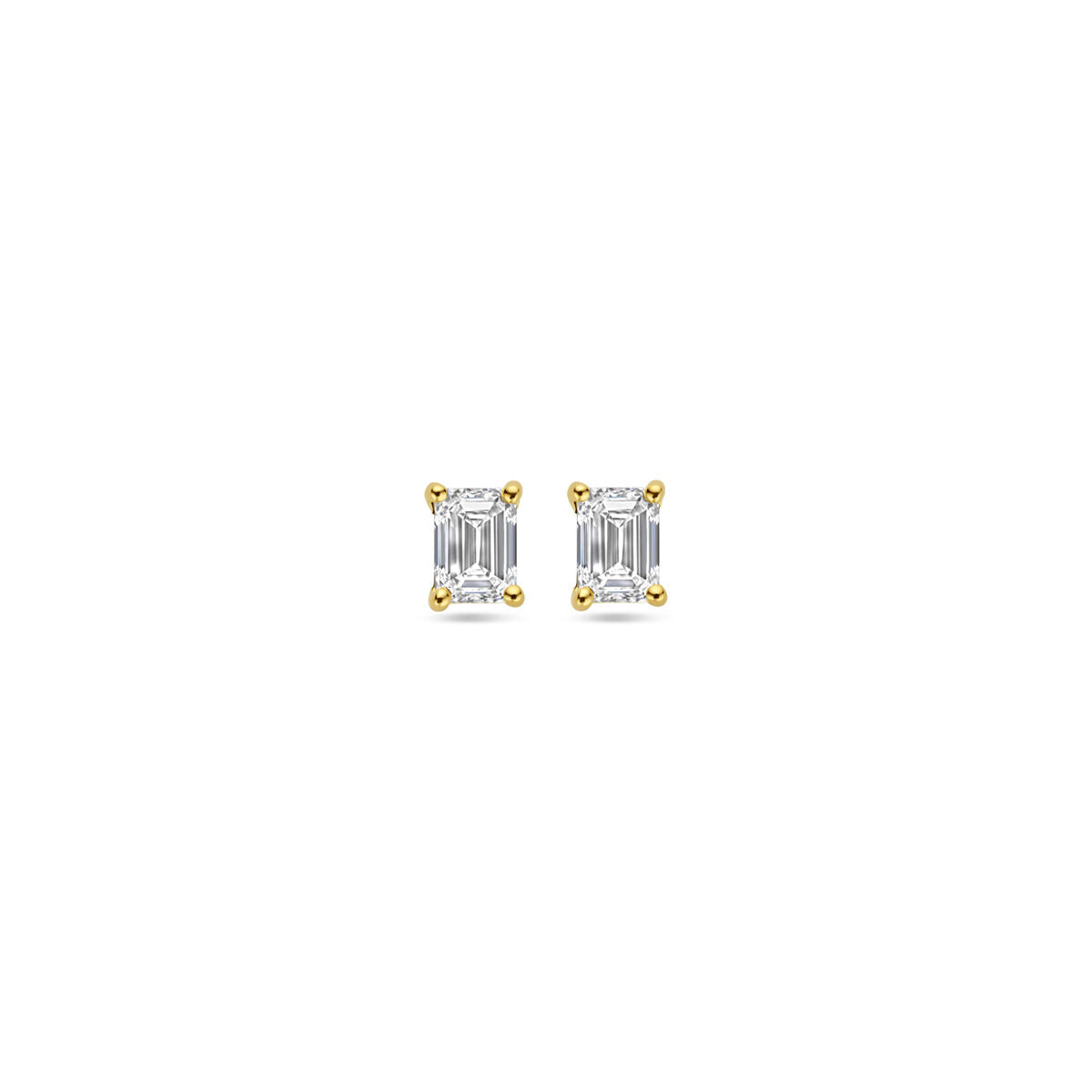 Ohrstecker mit zwei rechteckigen lab-grown Diamanten (0,5 ct) in 14K Gelbgoldfassung