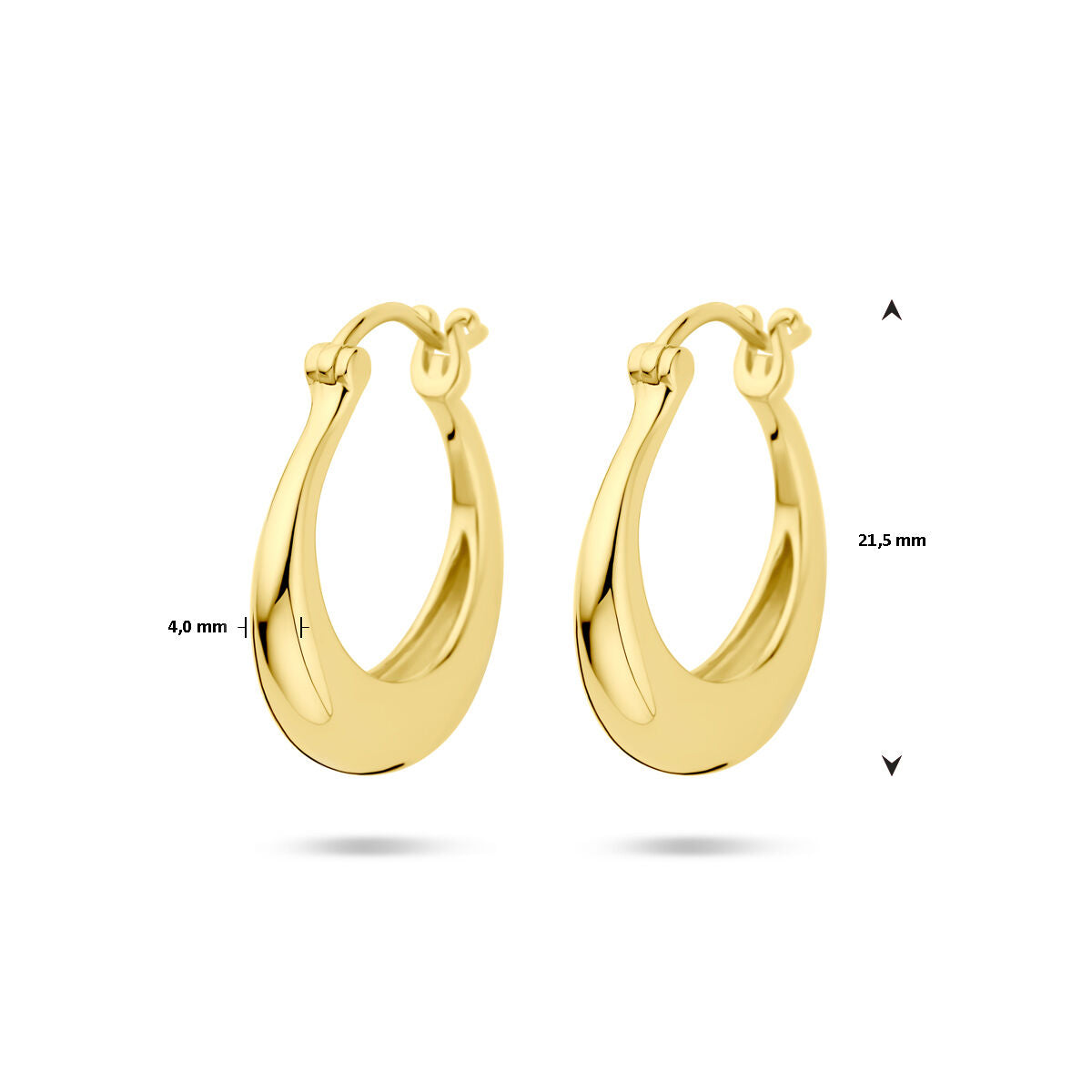 Ohrringe Rundrohr 21,5 mm 1 Mikron silbervergoldet (gelb)