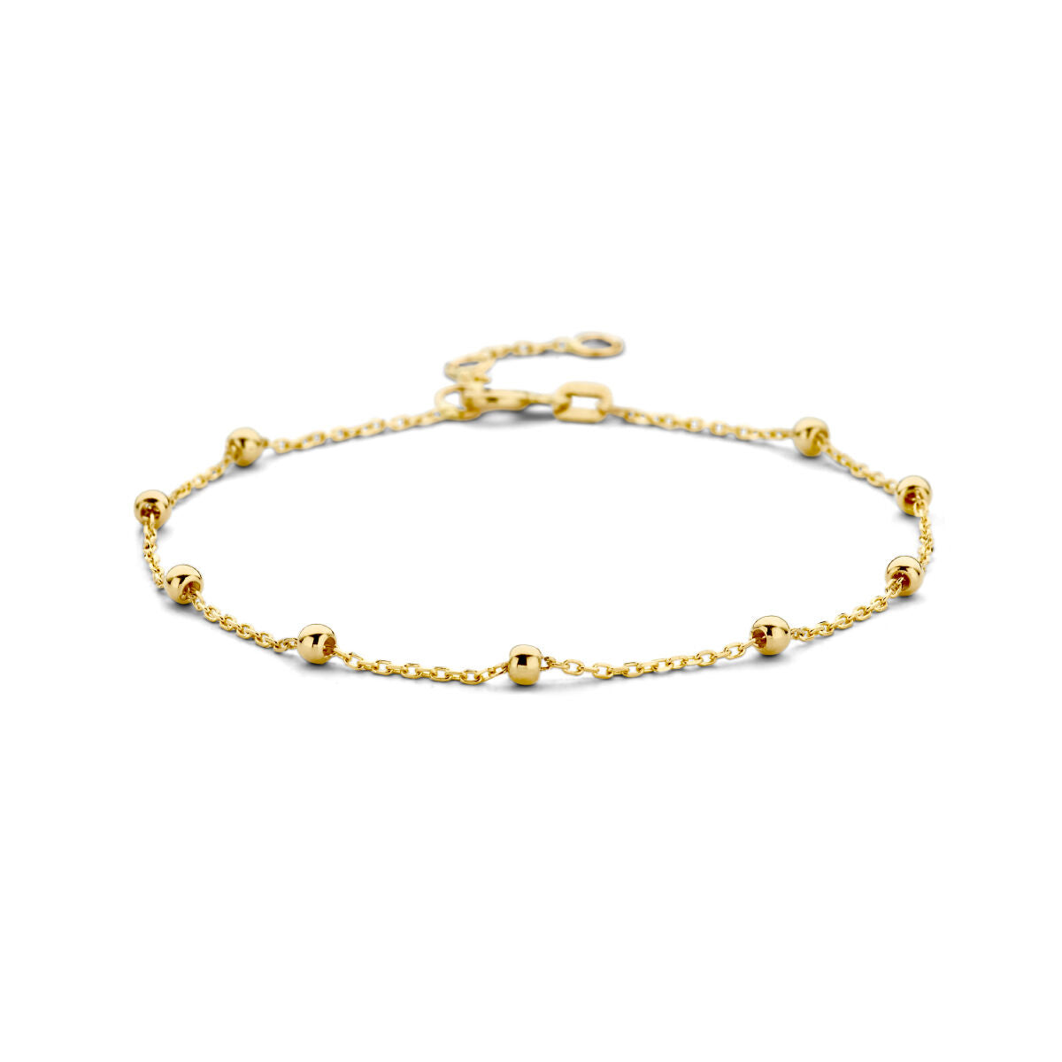 Armband aus 14K Gelbgold mit 2,5 mm großen Kugeln und verstellbarer Länge von 16 bis 19 cm