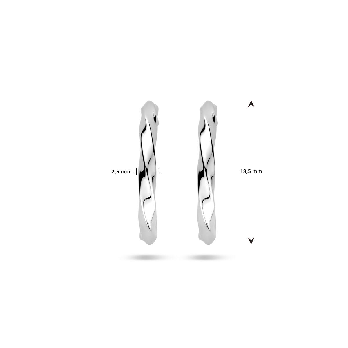 Ohrstecker gedreht 18,5 mm Silber rhodiniert