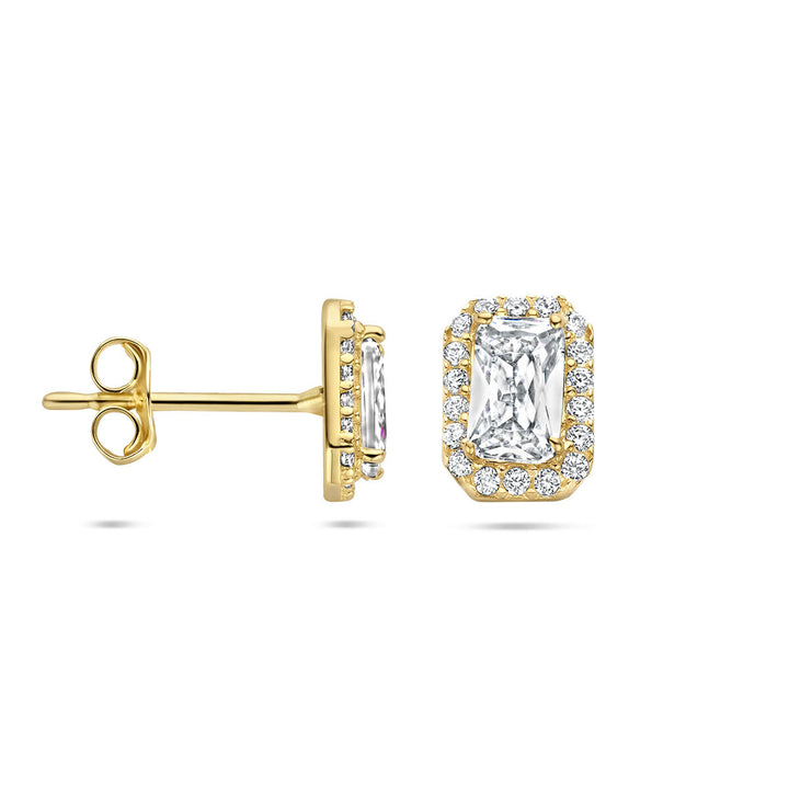 Ohrstecker Zirkonia Halo 14K Gelbgold