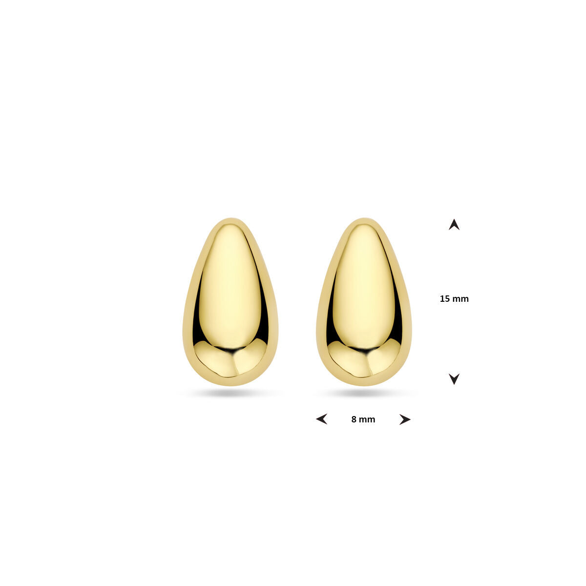 Ohrstecker Tropfen 15 mm 1 Mikron vergoldet (Gelb)