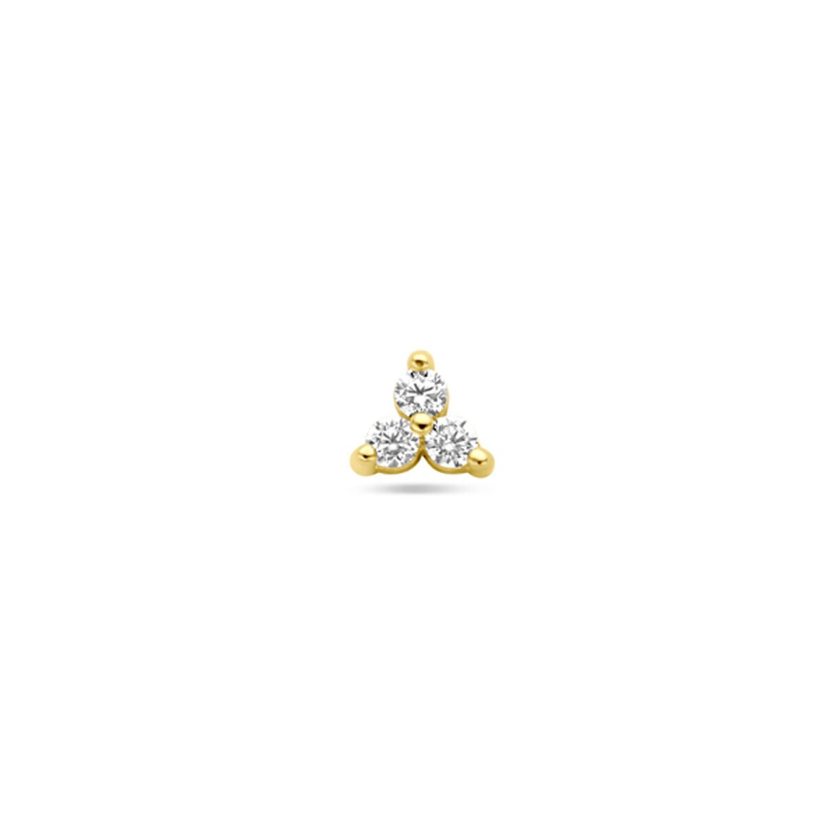 Flacher Piercing mit drei Zirkonia, 3,5 mm, aus 14K Gelbgold