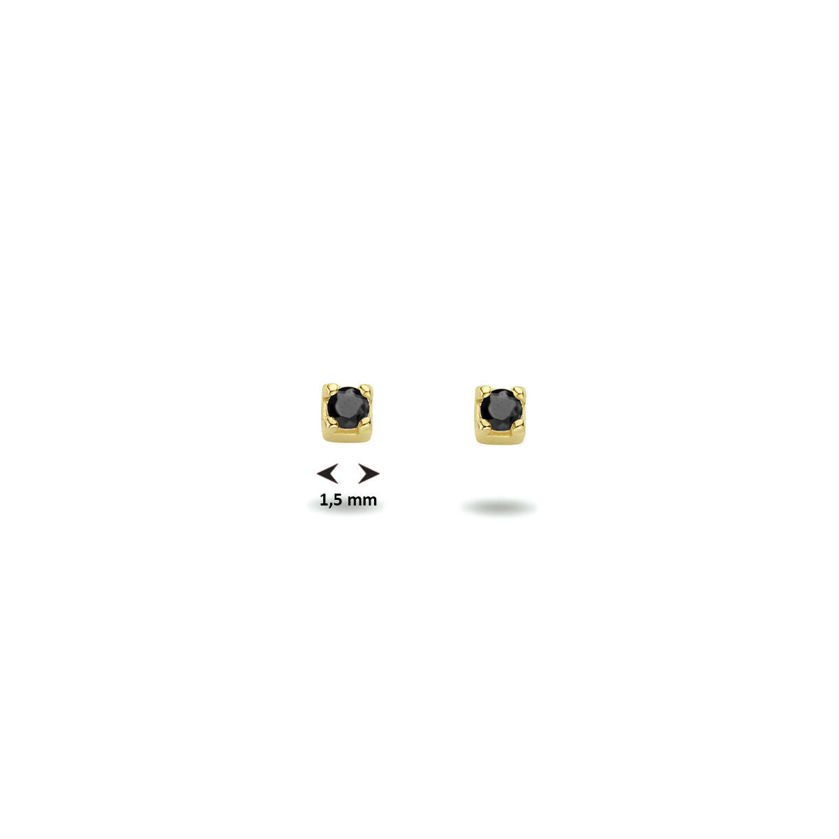 Ohrstecker schwarzer Zirkonia 14K Gelbgold