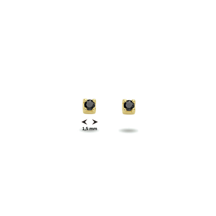 Ohrstecker schwarzer Zirkonia 14K Gelbgold