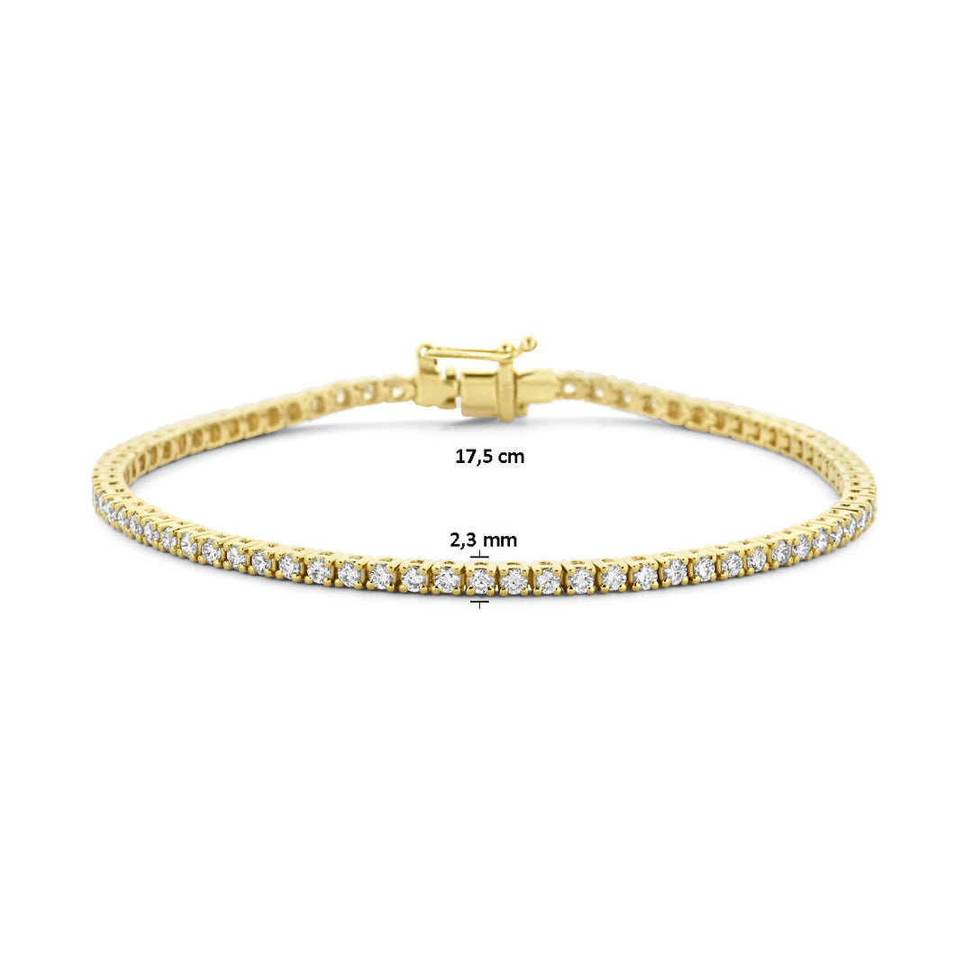 Tennisarmband, im Labor gezüchteter Diamant, 2,00 ct g, Si 2,3 mm, 17,5 cm, 14 K Gelbgold