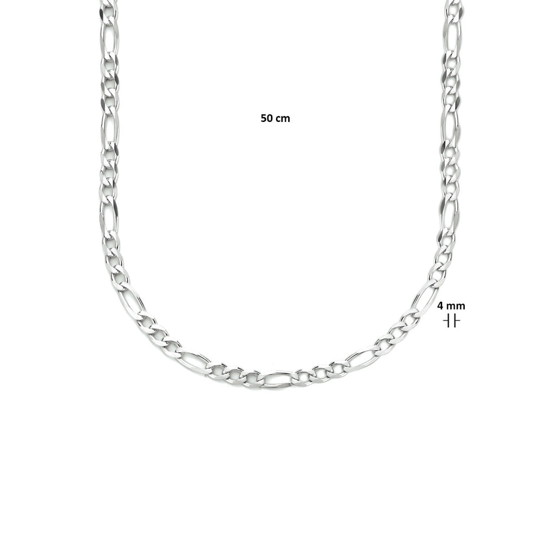 Halskette Figaro 4,0 mm 50 cm Silber rhodiniert