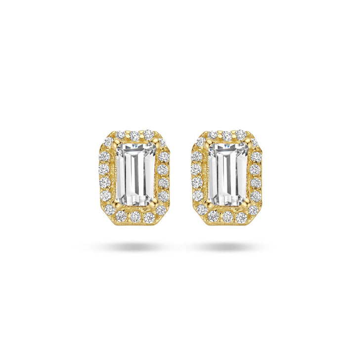 Ohrstecker Zirkonia Halo 14K Gelbgold