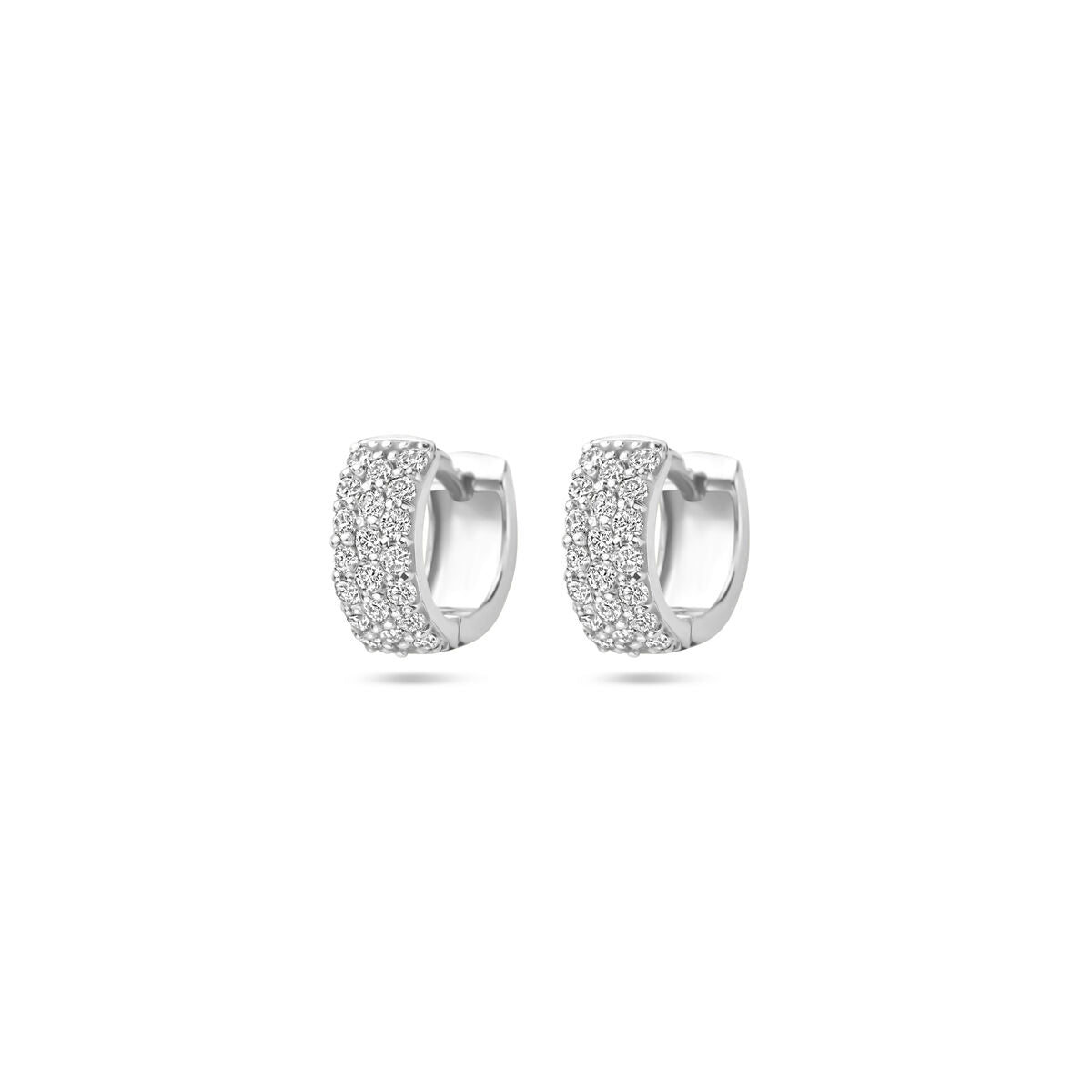 Klapp-Ohrringe aus 14K Weißgold mit 0,40 ct Diamanten, 10 mm groß, funkelnde Oberfläche
