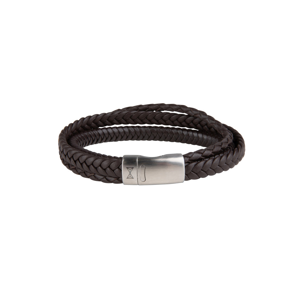 Herren-Lederarmband – Iron Three String Brown