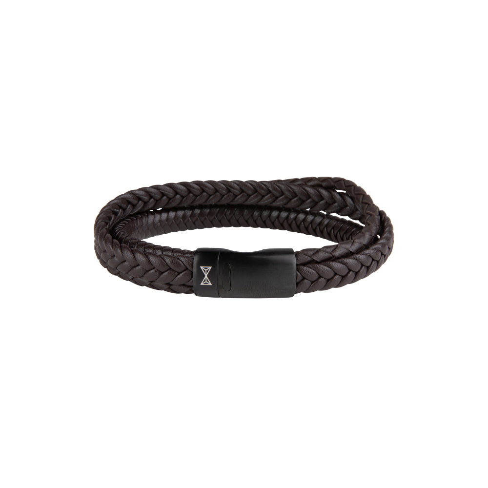 Herren-Lederarmband – Iron Three String Brown-on-Black