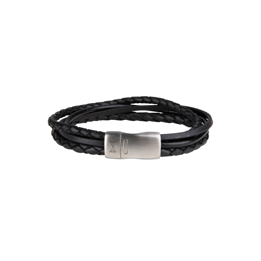 Herren-Lederarmband - Iron Four String Black