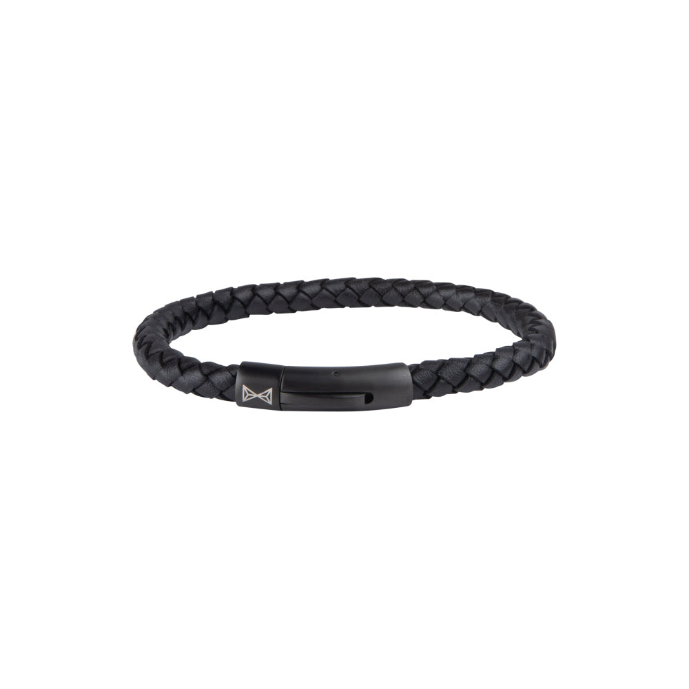 Herren-Lederarmband - Iron Single String Black-on-Black