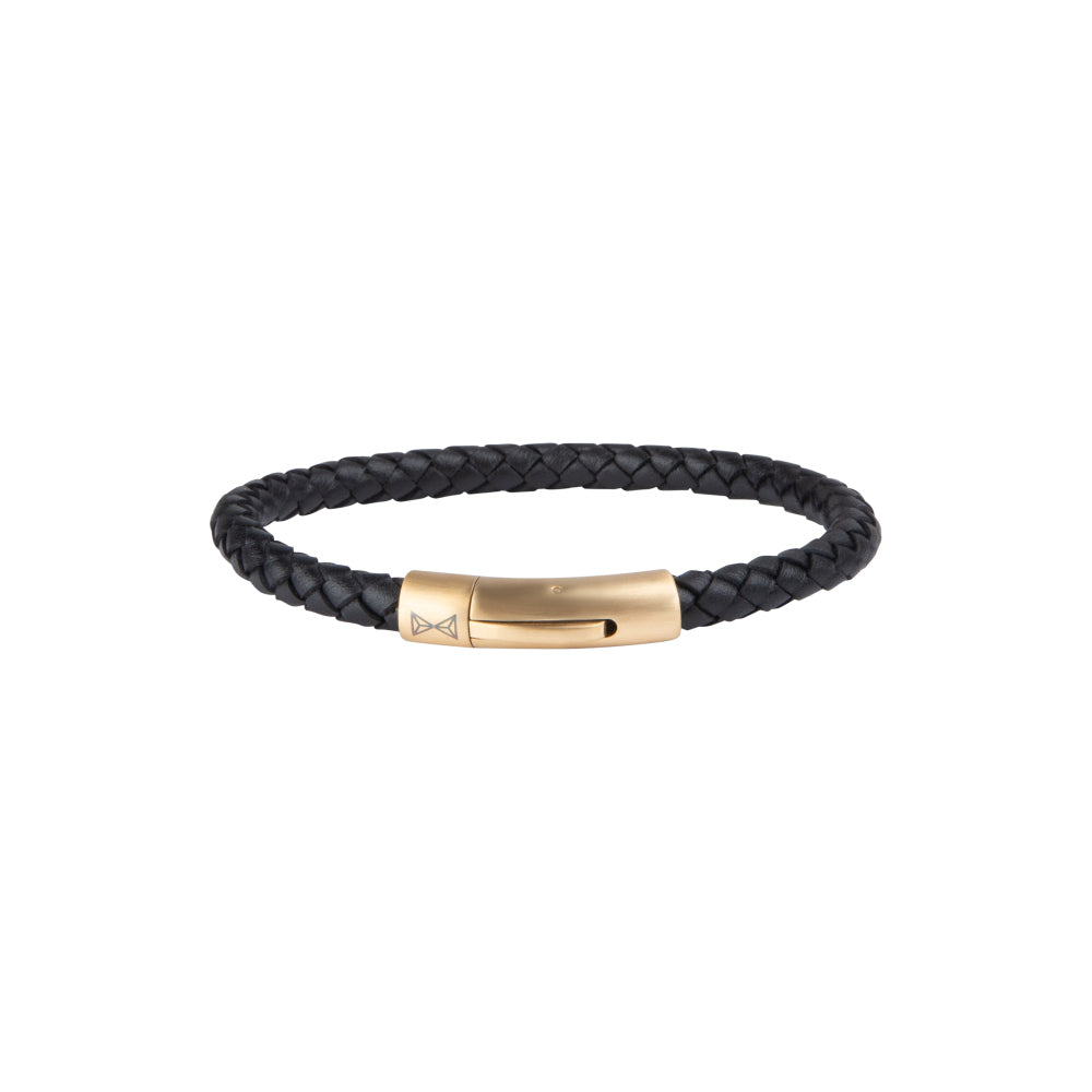 Herren-Lederarmband - Iron Single String Gold