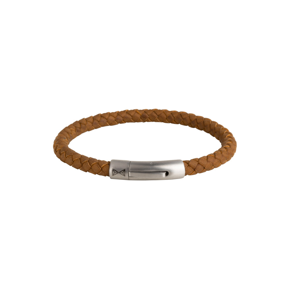 Herren-Lederarmband - Iron Single String Noyer