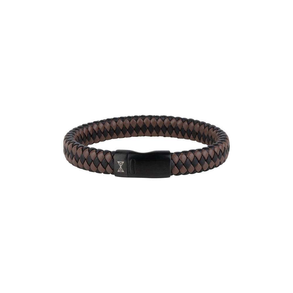 Lederarmband Herren - Iron Jack Schwarz-Braun-auf-Schwarz