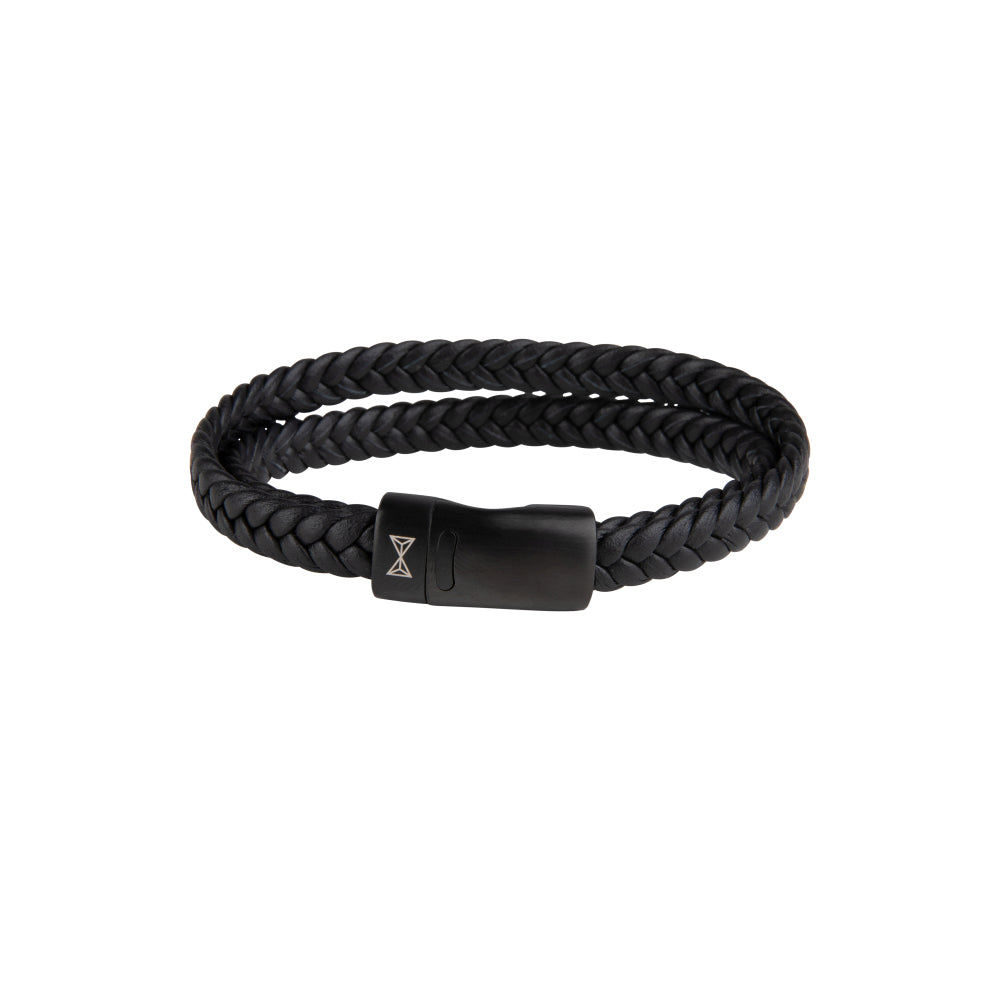 Lederarmband Herren - Double Flat String Black-on-Black