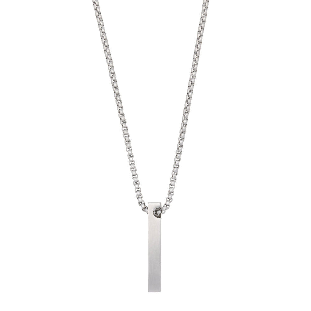 Herren-Halskette aus Silber mit rechteckigem Anhänger und feiner Gliederkette
