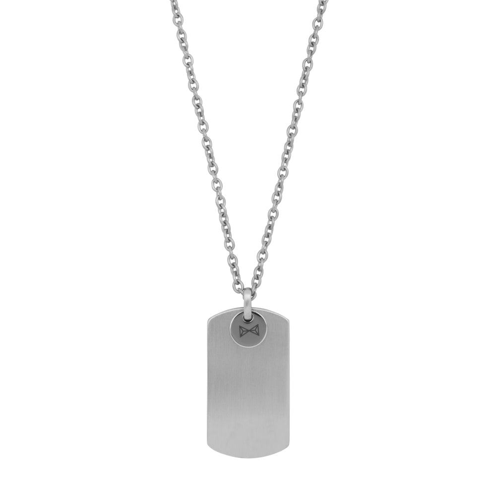 Herren-Halskette aus Silber mit Dogtag-Platte und feiner Gliederkette