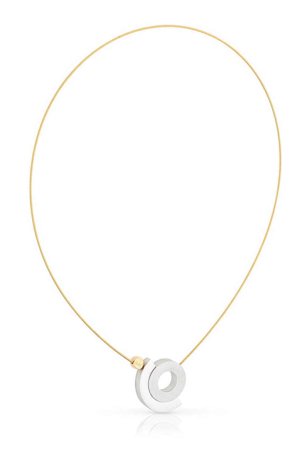 Collier mit halbringförmigem Anhänger aus Silber und goldfarbener Kette