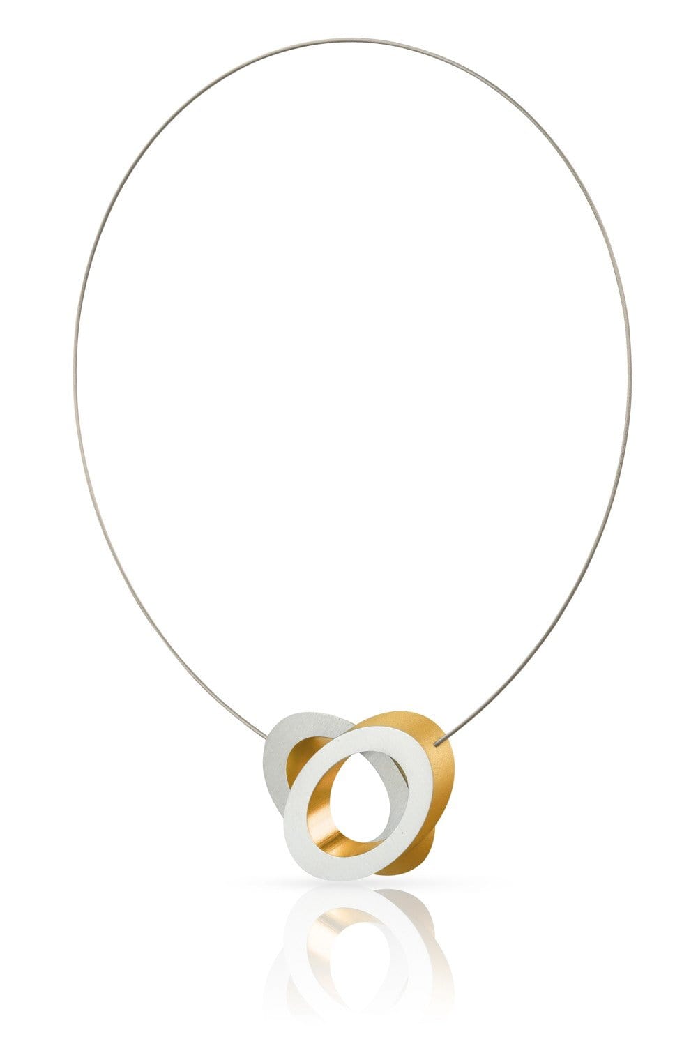 Collier mit ovalen, übereinanderliegenden Elementen in Gold und Silberfarben