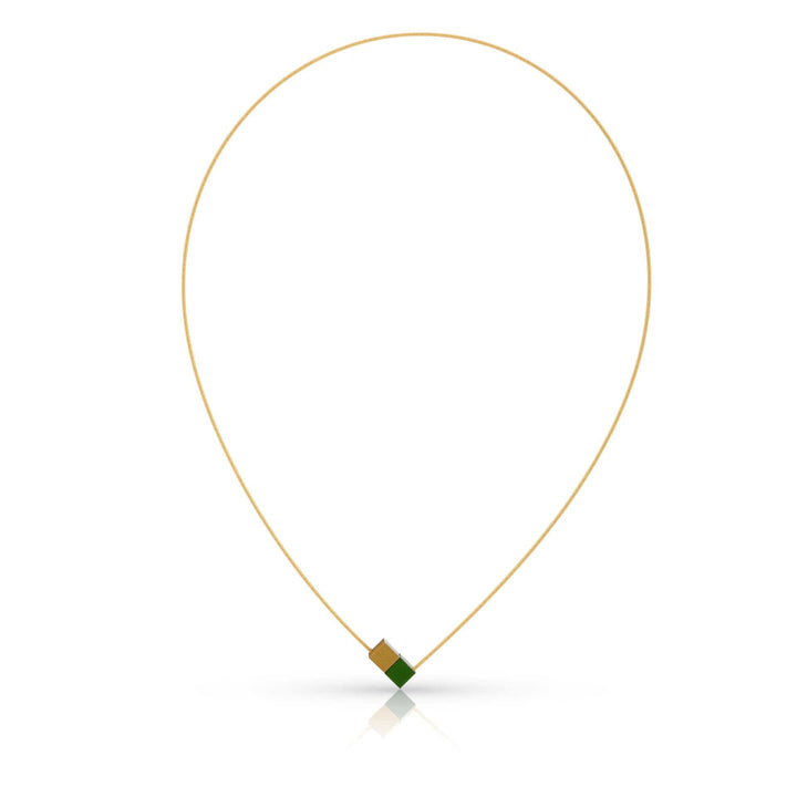 Halskette Zwei Würfel aus Grüngold mit Golddraht CG205GRG