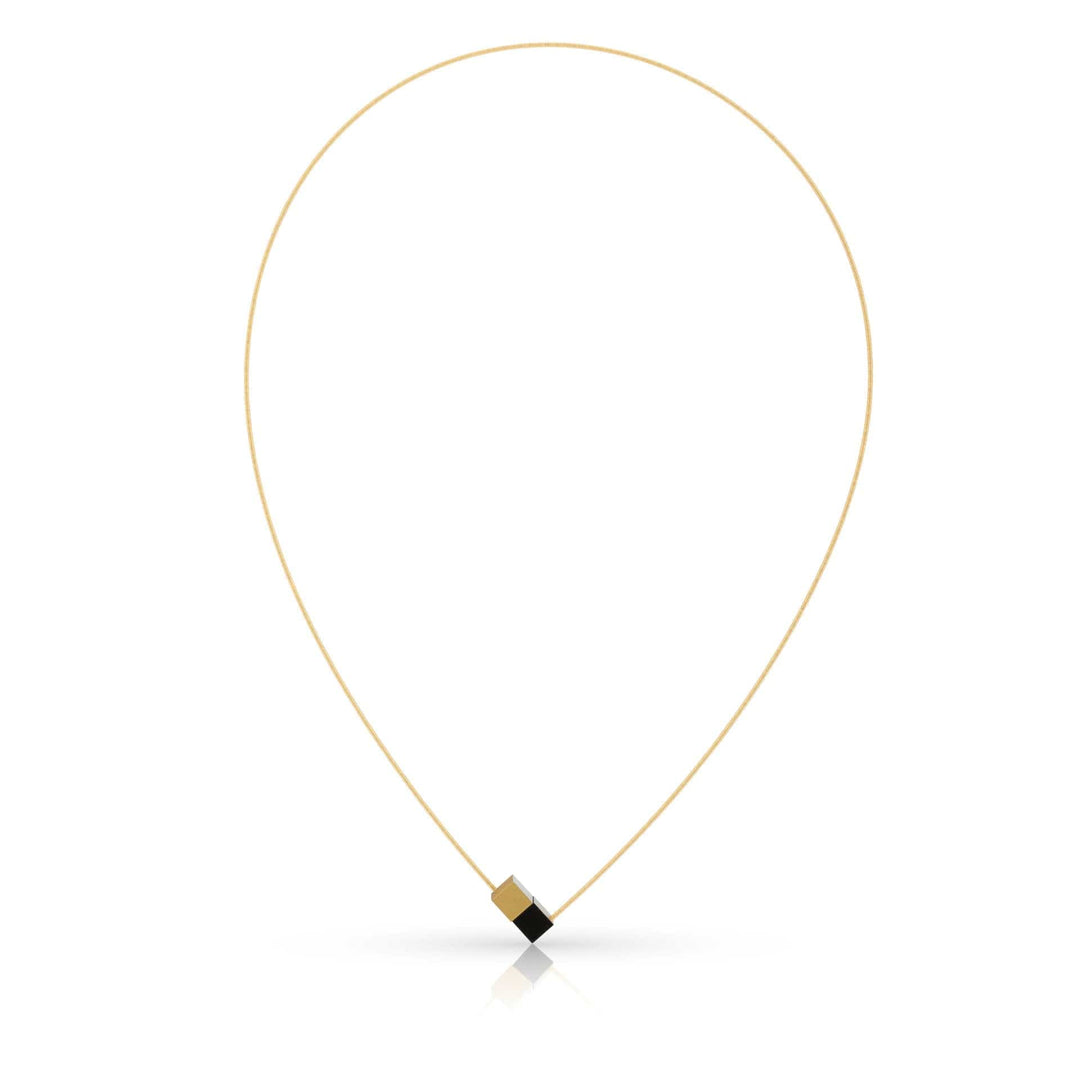 Halskette Zwei Würfel aus Schwarzgold mit Golddraht CG205ZG