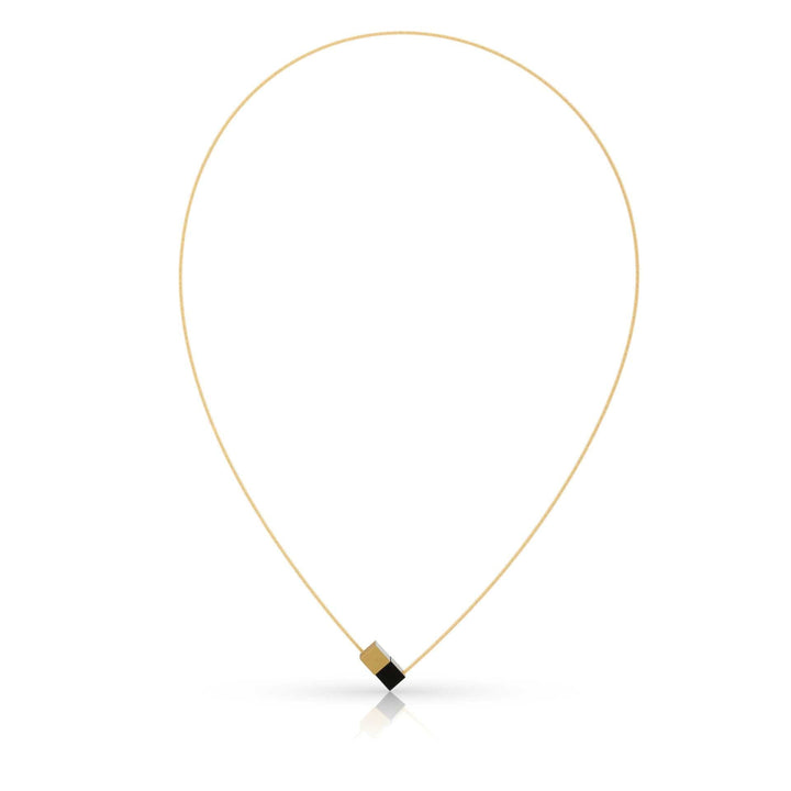 Halskette Zwei Würfel aus Schwarzgold mit Golddraht CG205ZG