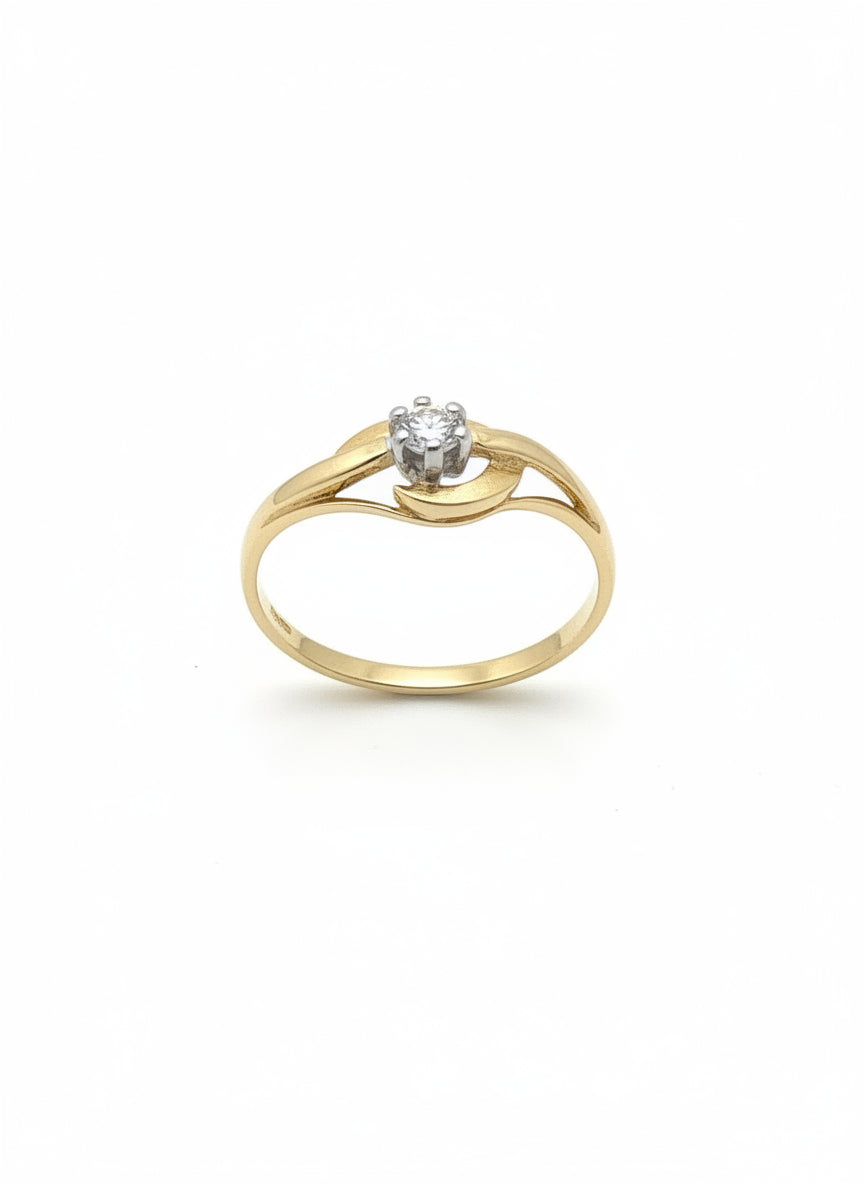 vintage gouden ring 14k zirkonia gematteerd 1.6gr