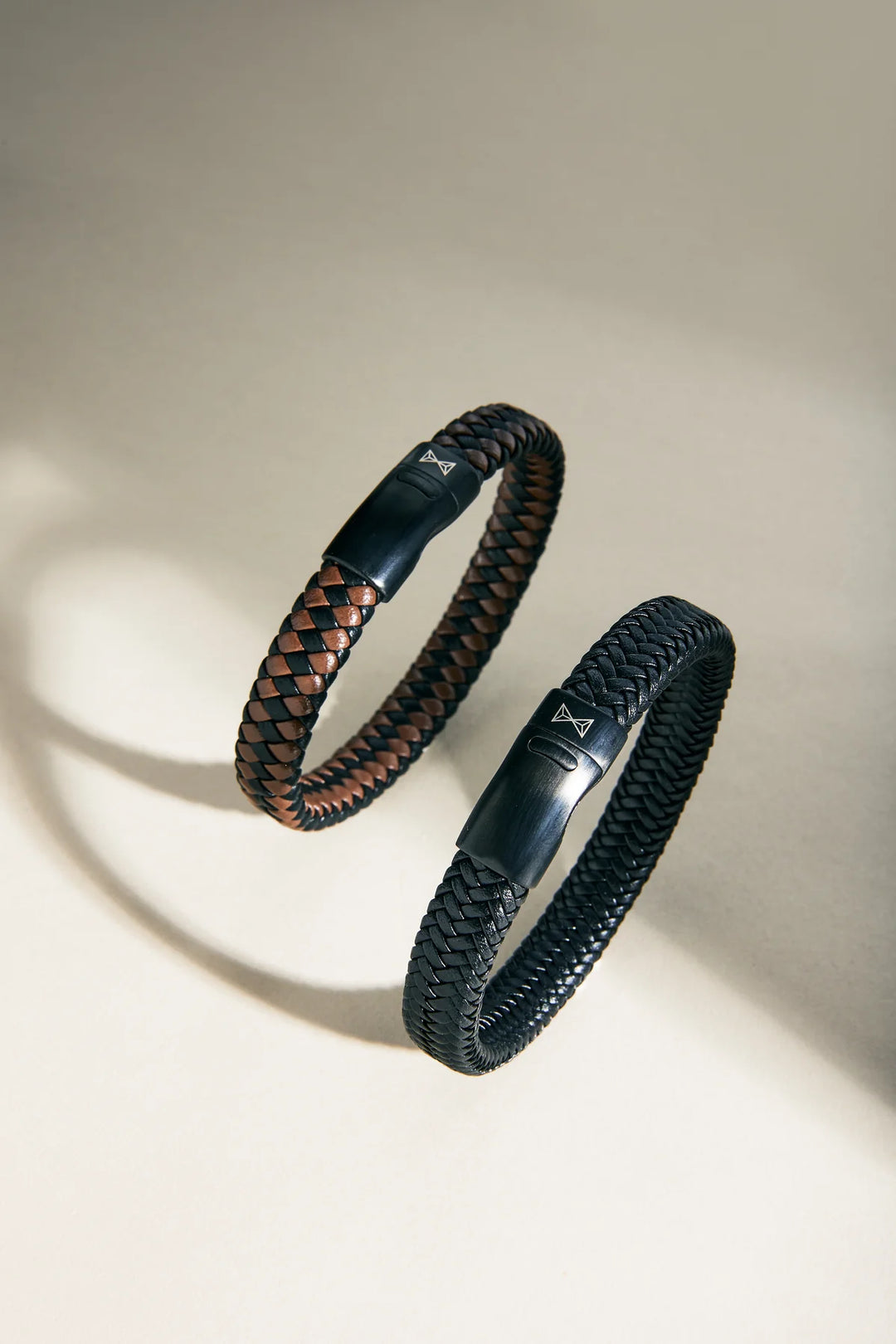 Lederarmband Herren - Iron Jack Schwarz-Braun-auf-Schwarz