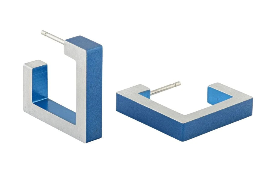Quadratische Creolen Blau O11B