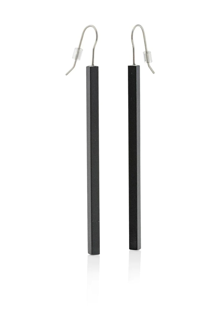 Ohrring lange Balken Schwarz O38Z