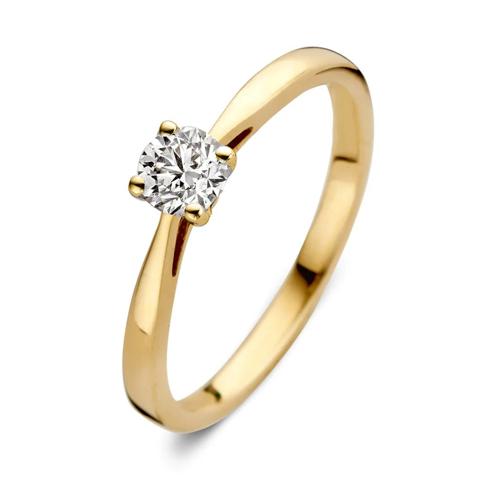Ring aus Gelbgold mit einem runden Diamanten von 0,30 ct