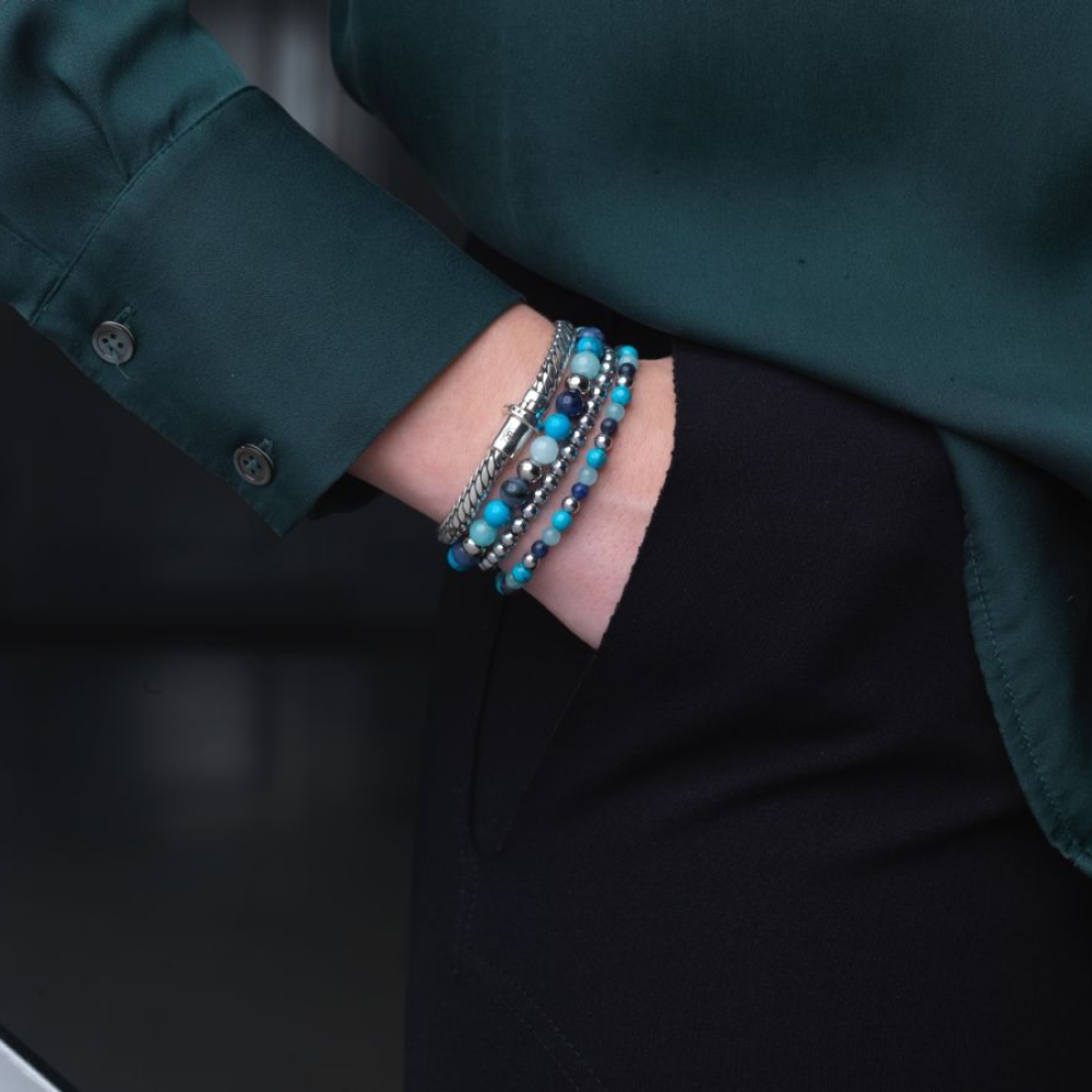 Blue Summer Vibes - 4mm - Perlen Armband Damen